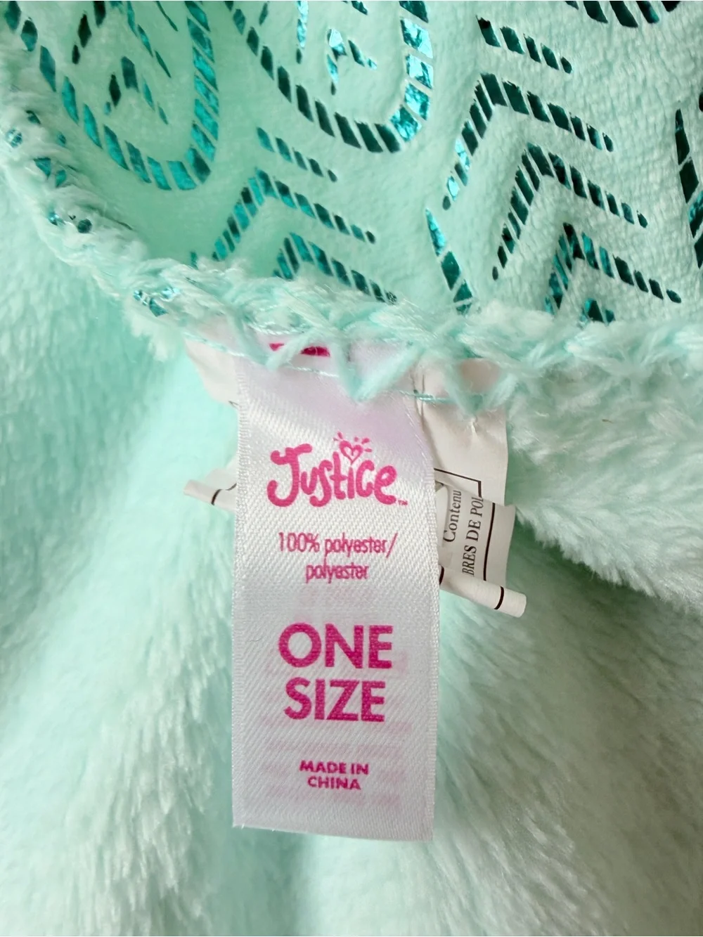 Justice unicorn wearable blanket aqua teal hooded with fringes and tail girl OS